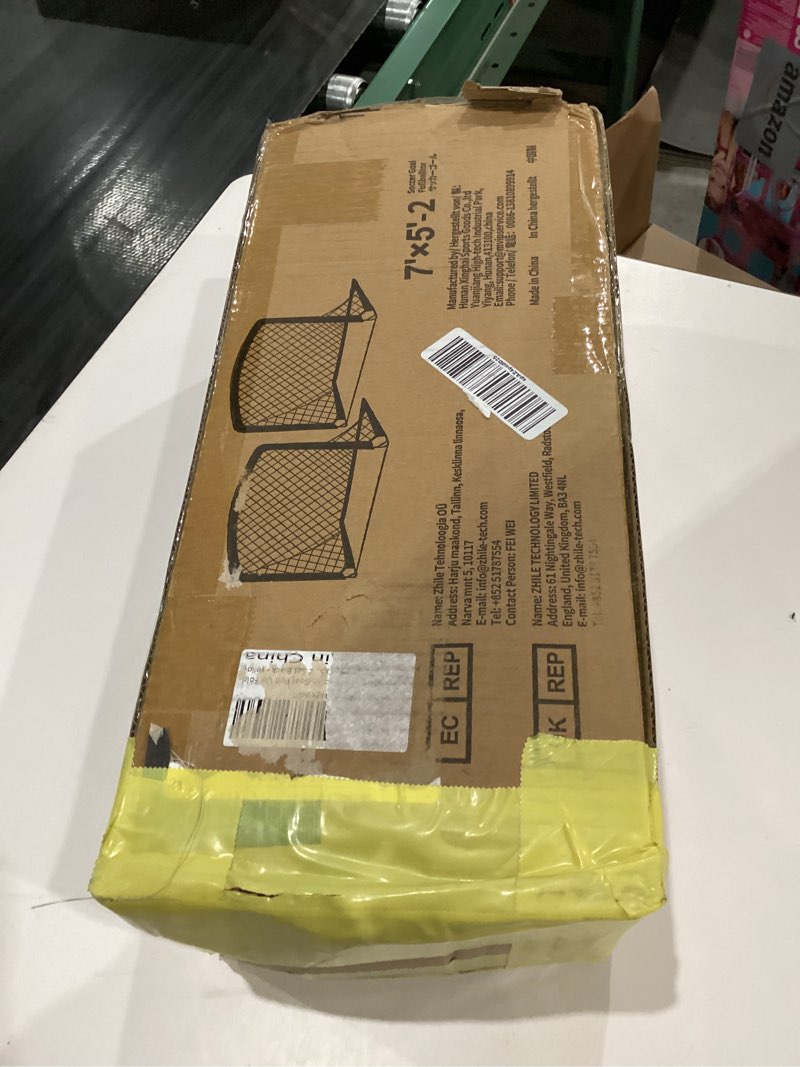 Condition photo showing As Is for Happy Jump Soccer Goal Pop Up Foldable Soccer Net for Backyard 7x5FT,5x3.6FT,4x3FT,3x2.2FT 7x5 FT, 2 Set