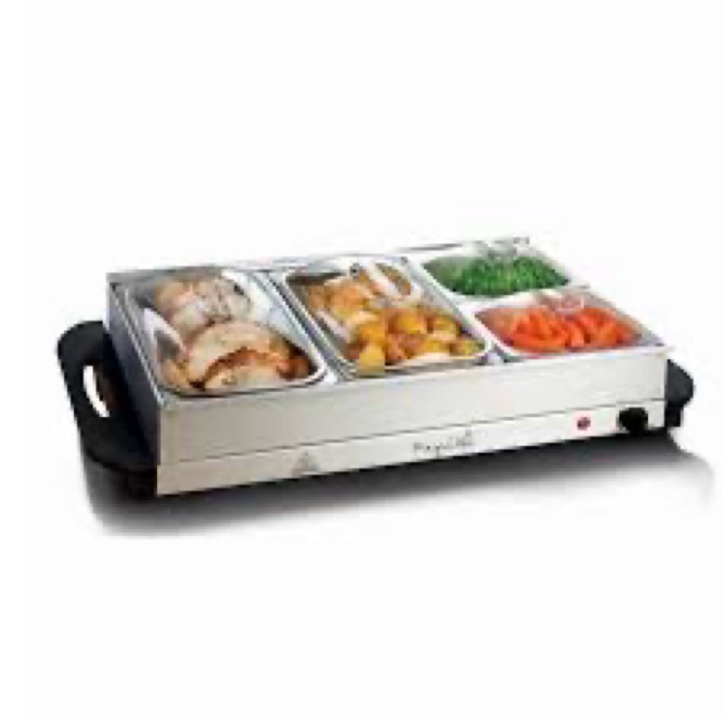 MegaChef 4 Section Buffet Warmer Server - Professional Hot Plate Food Warmer Station, Easy Clean Sta