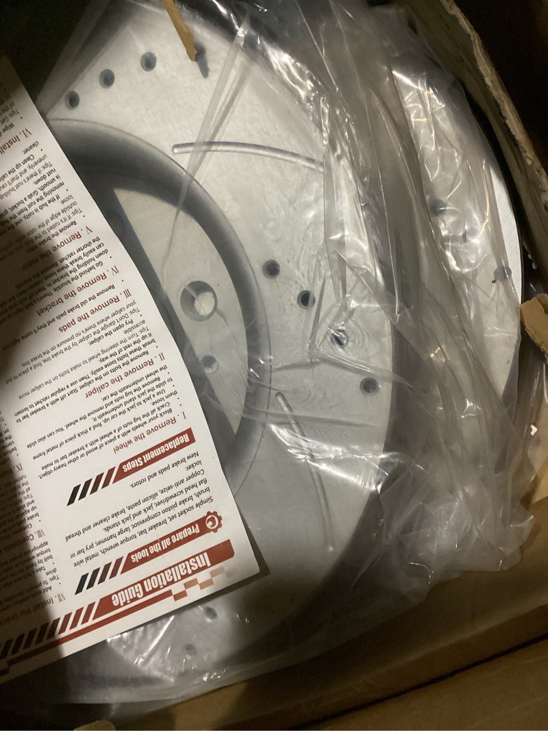 Condition photo showing Good Condition for front disc brakes and rotors geomet drilled slotted replace for 10-20 ford f-150, 10-21 expedition, 10,12-14 lobo, 10-21 lincoln navigator: 680508, al3z-1125-b, 7l1z-1125-a, 8l1z-1125-a, 54153