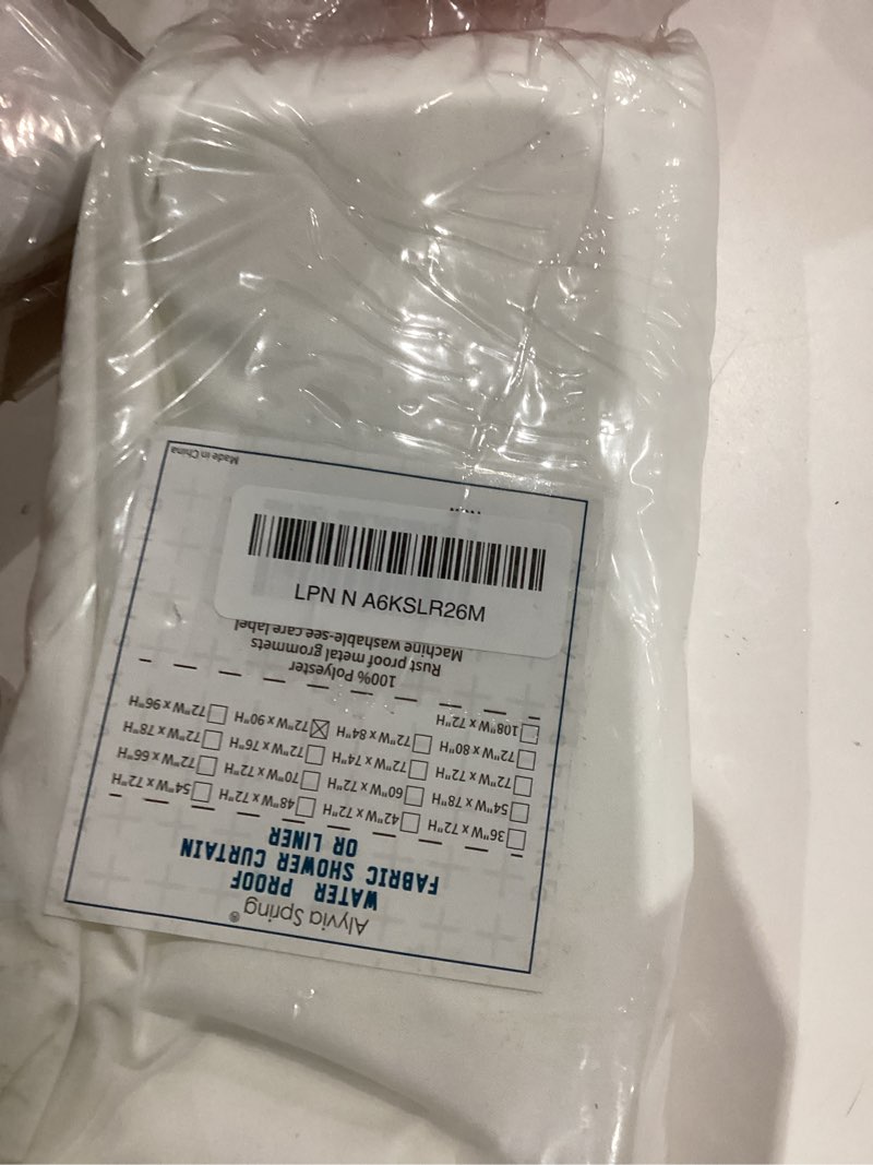 Condition photo showing As Is for ALYVIA SPRING Extra Long Fabric Shower Curtain Liner Waterproof - 72" x 90", Soft & Lightweight XL Shower Curtain with Magnets, Machine Washable - 72x90, White White 72"W x 90"L (Pack of 1)