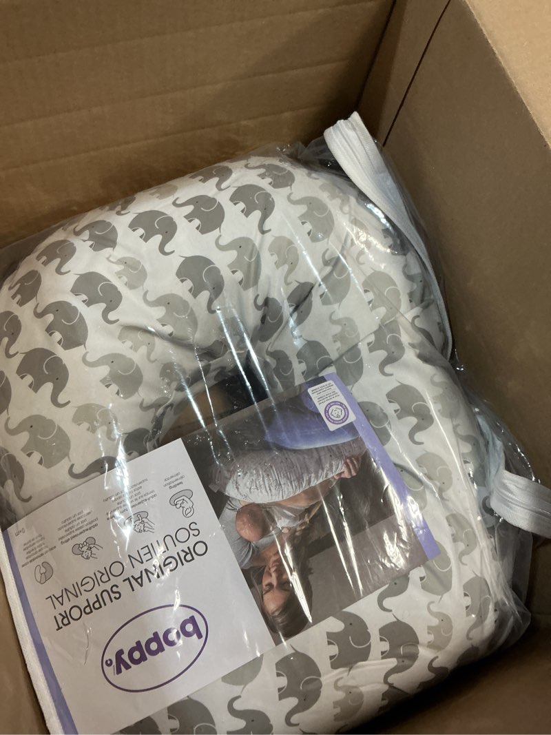 Condition photo showing Good Condition for Boppy Nursing Pillow - Ergonomic Bottle & Breastfeeding Pillow with High, Firm, Large Area, Water-Repellent Cushion with Washable Cover; Baby Safety Alliance Verified - Blue Speckled Current New Nursing Pillow Blue Speckled Current