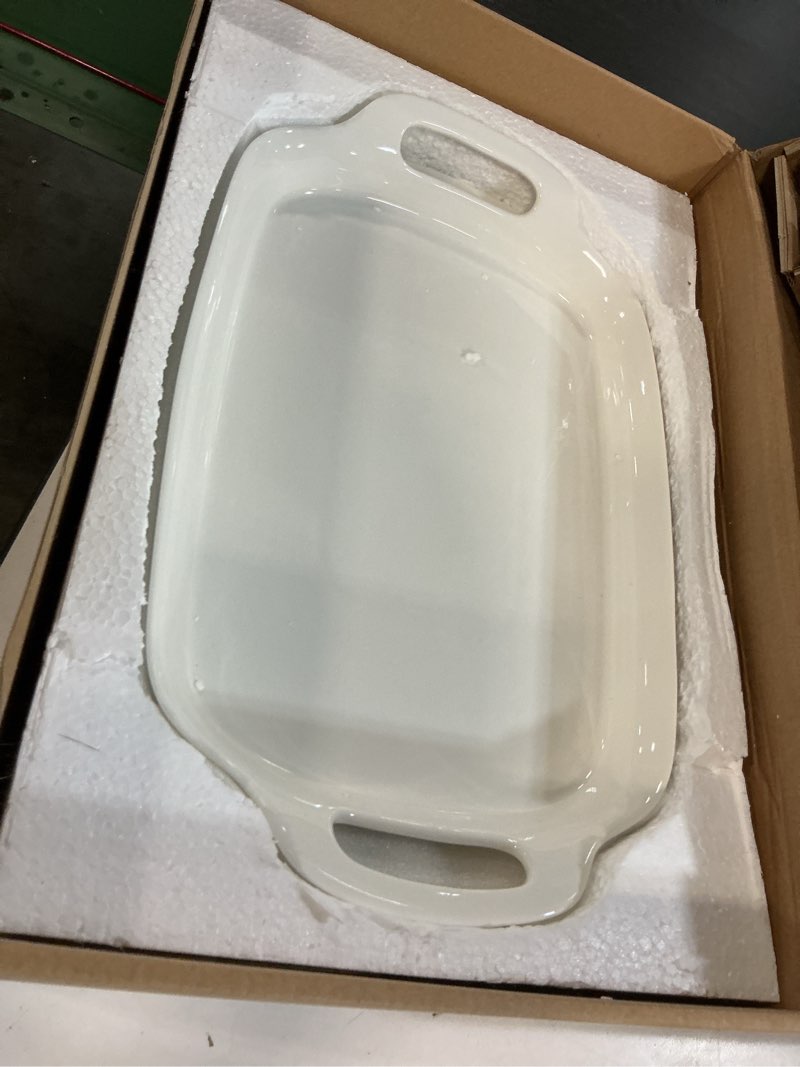 Condition photo showing Good Condition for dowan serving tray with handles, 15.4" large platters for wedding decor, porcelain serving dish for entertaining, white plates for salad meat fruit dessert, set of 2