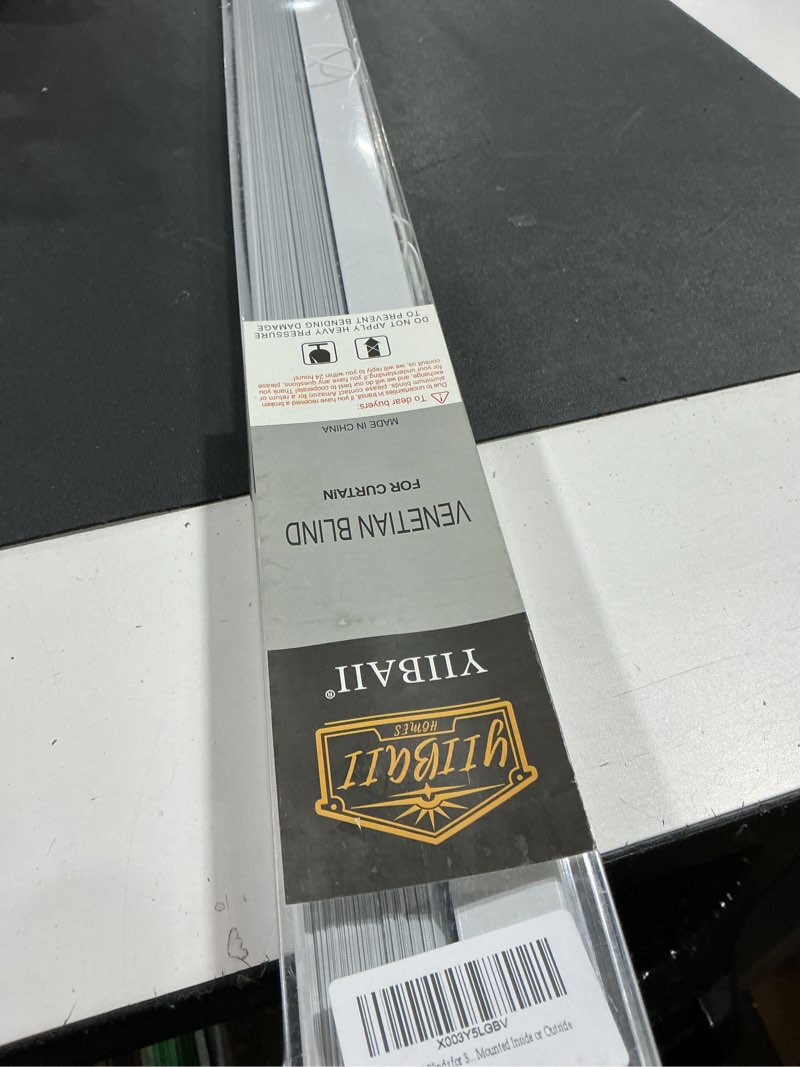 Condition photo showing Good Condition for yiibaii mini blinds suitable for 33" w x 64" h windows 1" aluminum horizontal venetian blinds darkening with rope and pole can mounted inside or outside white 33"w x 64"h