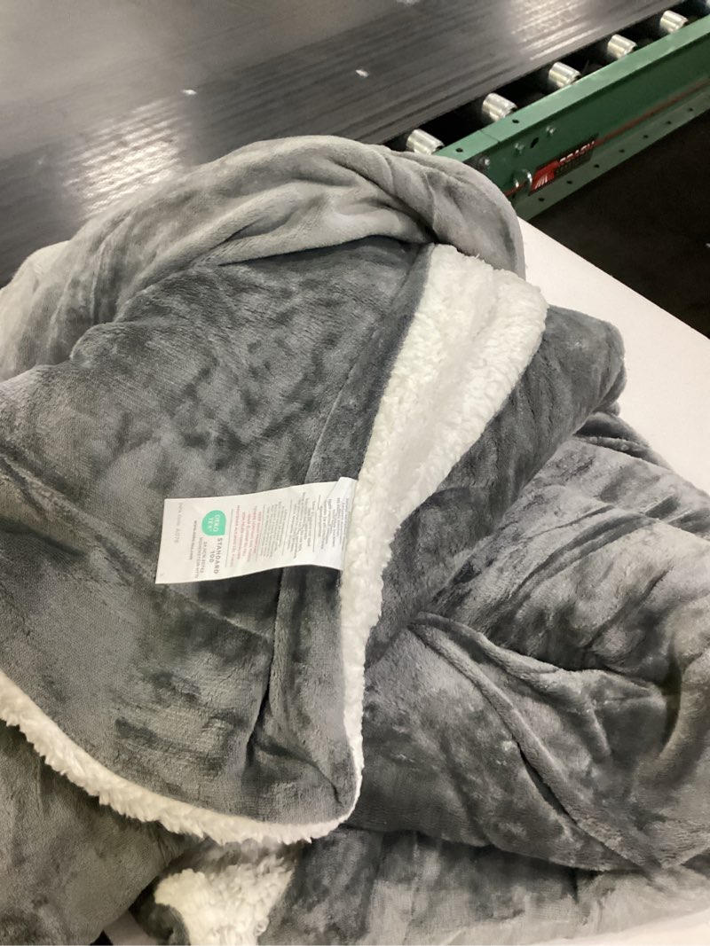 Condition photo showing Good Condition for bedsure gentlesoft sherpa fleece throw blanket for couch, non-heated, thick & warm cozy blanket for winter, soft fuzzy plush throw gifts for women and men, grey, 50x60 inches throw (50" x 60") 01 - grey