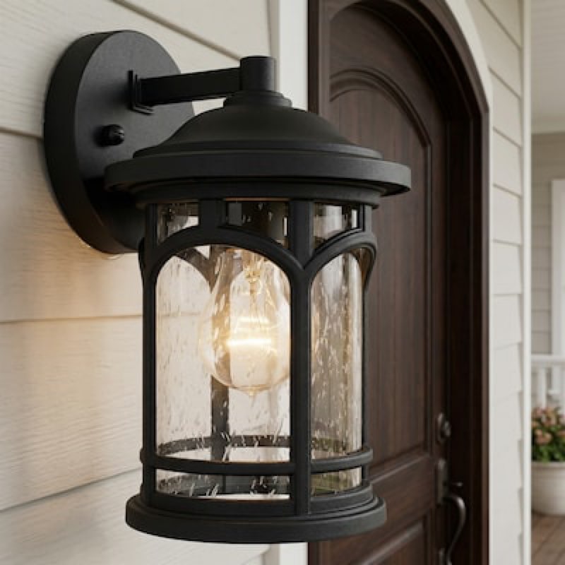 quoizel kessel 1 -light 10-in h matte black hardwired outdoor wall light