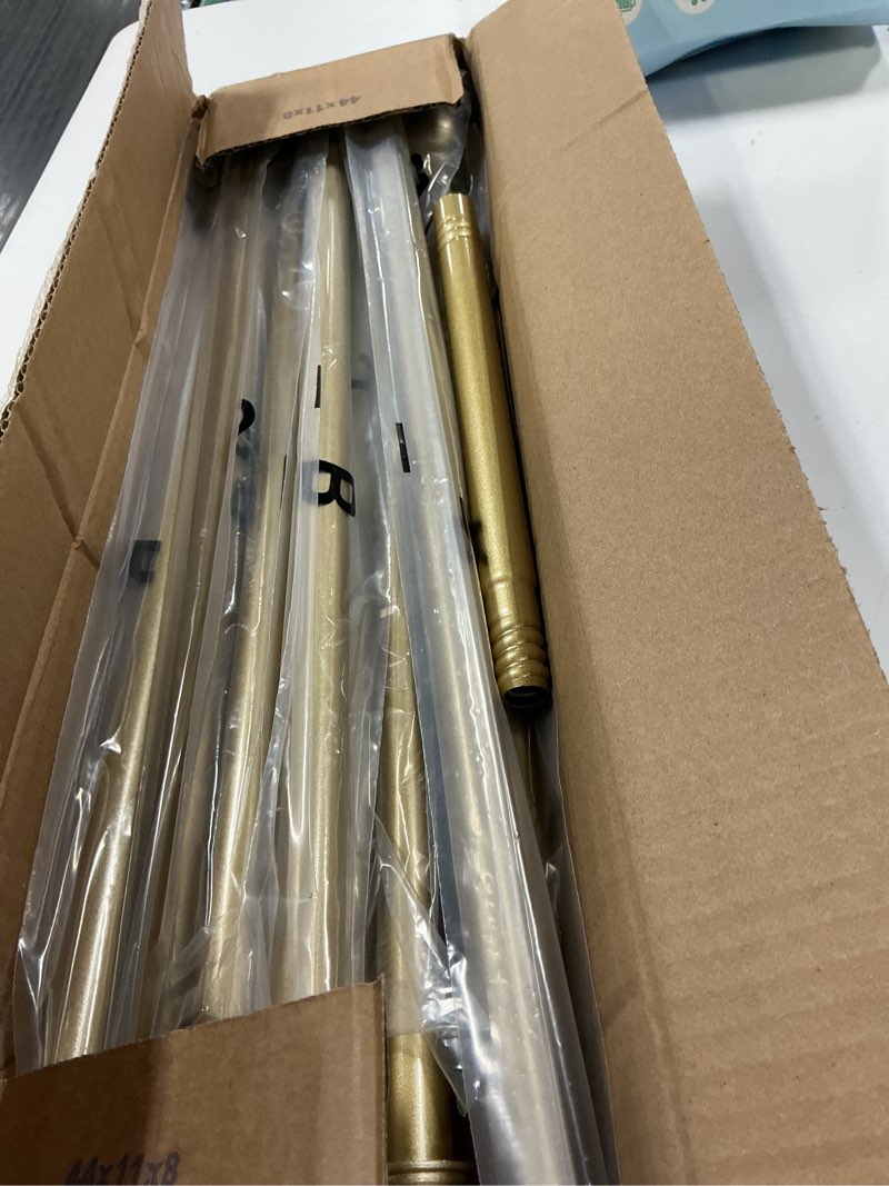 Condition photo showing New/Like New for Gold Curtain Rods for Windows 48 to 84, 2 Pack 5/8 Inch Black Heavy Duty Metal Curtain Rods Set - Rustic Decorative Drapery Rods with Brackets for Farmhouse, Bedroom