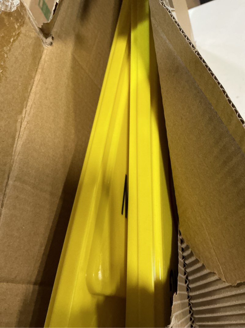 Condition photo showing Good Condition for no parking signs, 2 pack no parking signs with reflective tape, 22.4" height larger size double-sided english & spanish text and graphics easier to identify, portable folding warning sign for commercial outdoor use 2 pack yellow-22.4"