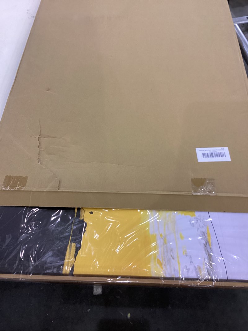 Condition photo showing New/Like New for Wall Art Large Modern Abstract Artwork Black Yellow Canvas Painting for Living Room Bedroom Office Home Decor 24"x48" with Framed… 24inchx48inch Yellow