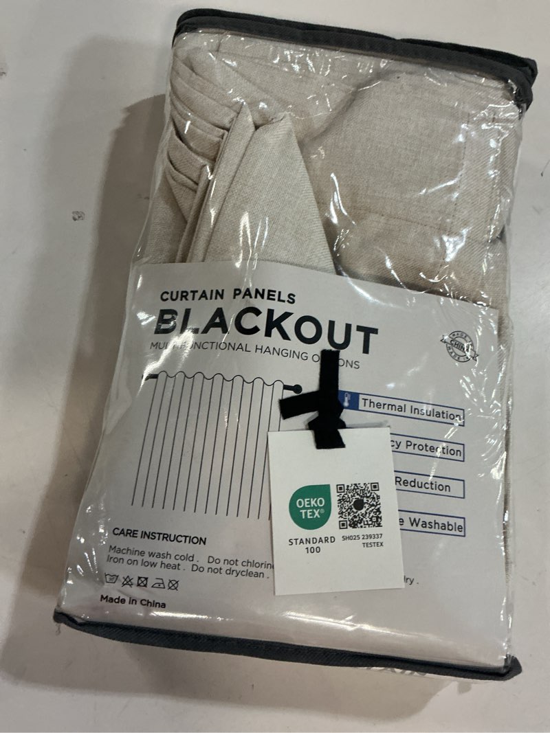 Condition photo showing New/Like New for 100% blackout shield linen blackout curtains for bedroom 84 inches long, back tab/rod pocket living room drapes, thermal insulated blackout curtains 2 panels set, 50" w x 84" l, cream cream 50"w x 84"l (pack of 2)