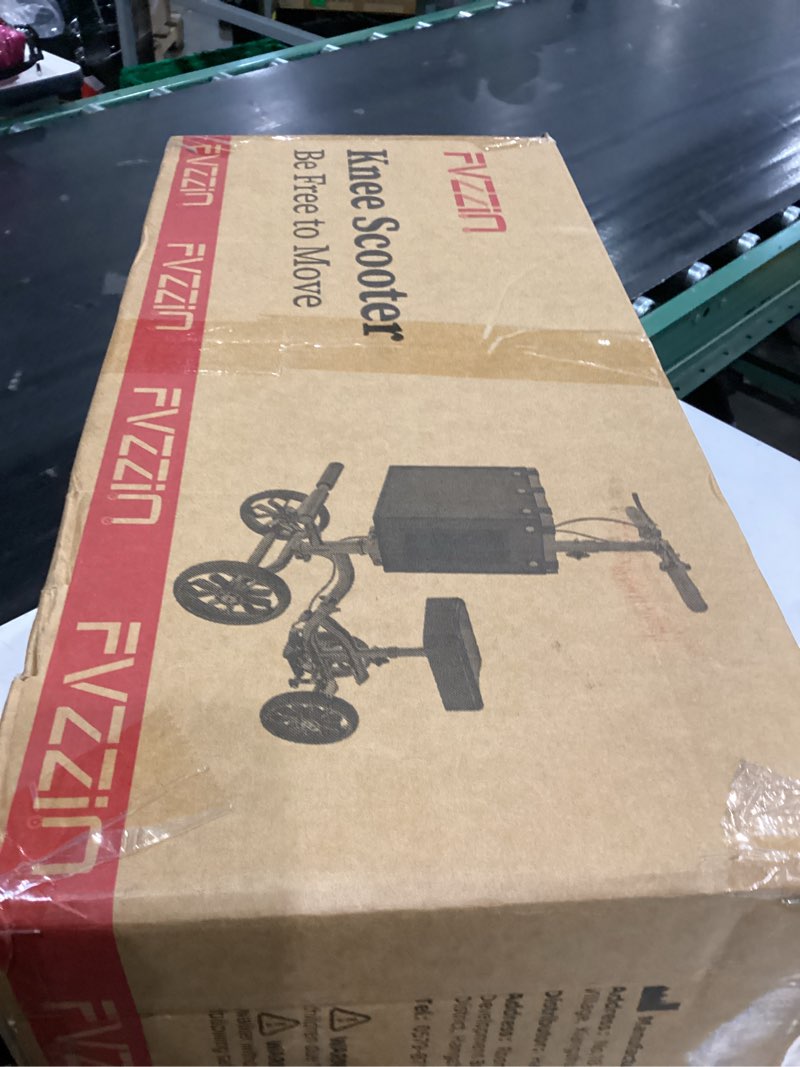 Condition photo showing As Is for Fvzzin Lightweight Knee Scooter Crutch Alternative, Foldable & Adjustable Knee Scooter for Adults for Foot Surgery, Steerable Knee Walker with Detachable Basket, Includes DIY Stickers-Metallic Black