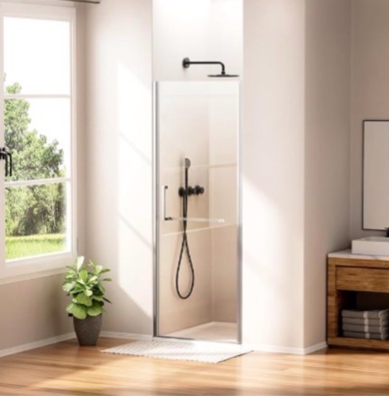 frameless pivot shower door 27-28" w x 72" h, pivot swing shower glass door with 1/4"(6mm) clear tem