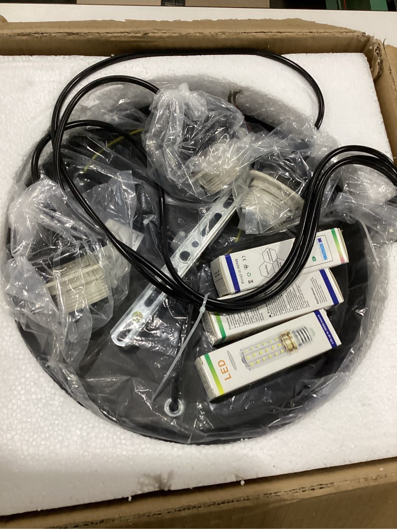 Condition photo showing New/Like New for Crystal Pendant Lights Black 3 Light Cluster Ceiling,Modern Hanging Light Fixture for Kitchen Island,Adjustable Round Chandelier for Farmhouse,Dining Room,Foyer,Living Room with LED Bulb 3 lights