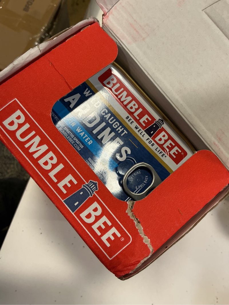 Condition photo showing New/Like New for (Best by Feb/2028) Bumble Bee Sardines in Water, 3.75 oz Tin (Pack of 12) - Wild Caught, Gluten Free, Keto, Kosher, Clean Ingredients
