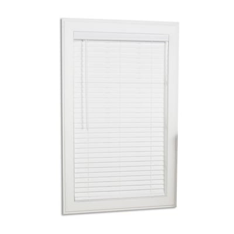 allen + roth cordless faux wood 2-in slat width 34-in x 48-in cordless white faux wood blinds