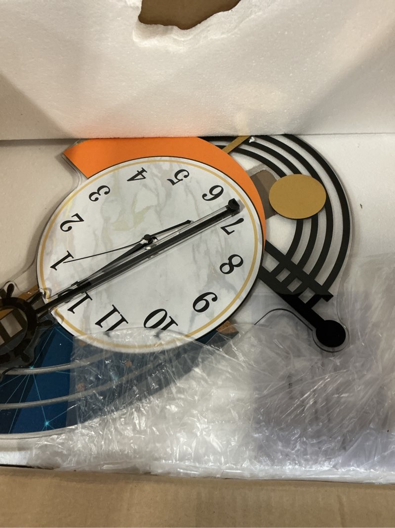 Condition photo showing Good Condition for Modern Wall Clock Battery Operated 26 Inch Large Boat Design Pendulum Wall Clocks for Living Room Decor 3D Silent Clock Wall Decor Sticker Non Ticking for Bedroom Office Home Kitchen Decoration