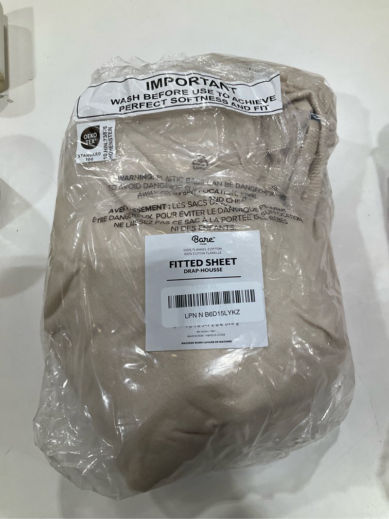 Condition photo showing Good Condition for Bare Home Flannel Fitted Bottom Sheet 100% Cotton Twin Extra Long, Velvety Soft Heavyweight - Double Brushed Flannel - Deep Pocket (Twin XL, Sand) Twin XL 04 - Sand