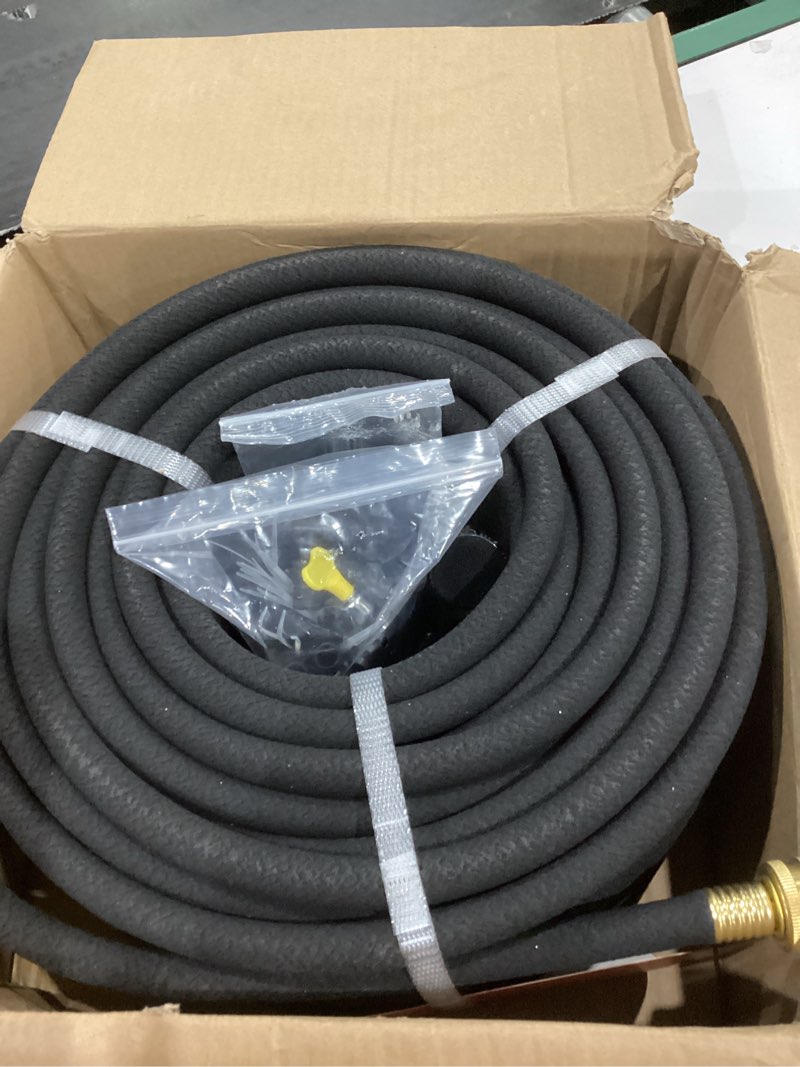 Condition photo showing Good Condition for soaker hose 150 ft for garden with 1/2" diameter irrigation hose save 70% of water solid brass interface eminently suitable for lawn and garden bed cover brass 150ft