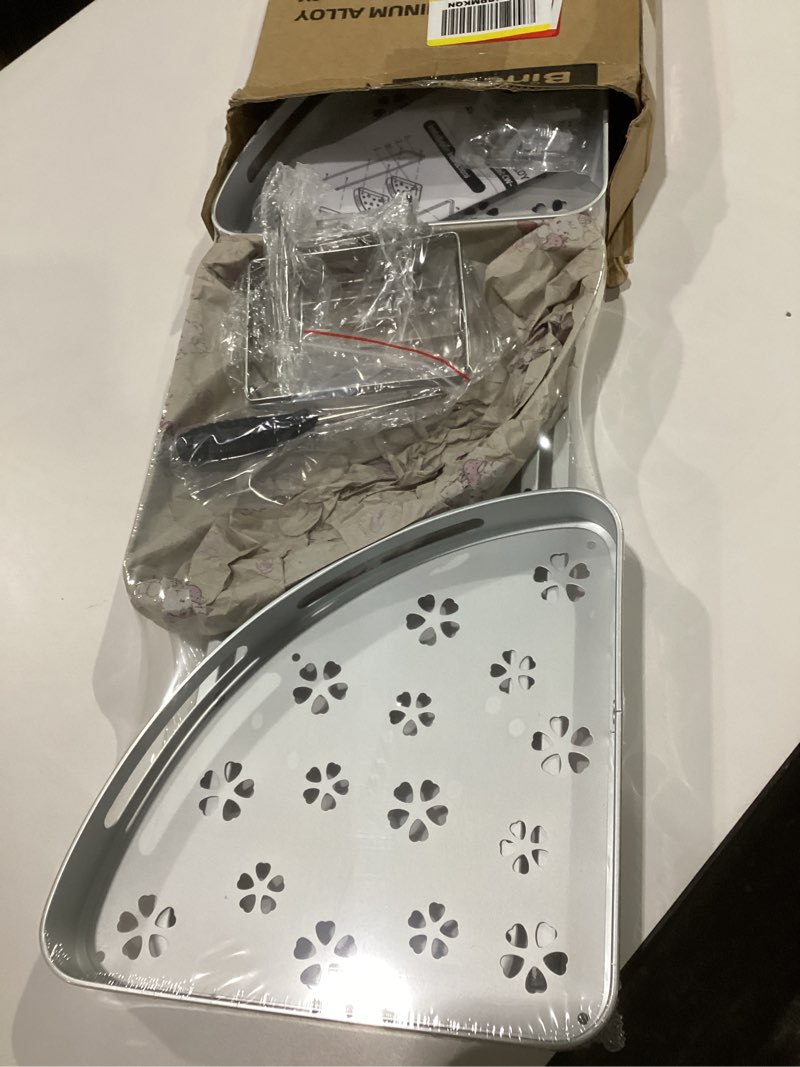 Condition photo showing New/Like New for Corner Shower Caddy Standing, 3 Tier Shower Organizer Stand with Soap Holder, Rustproof Shower Shelves for Bathroom Storage, Silver 3-tier Silver