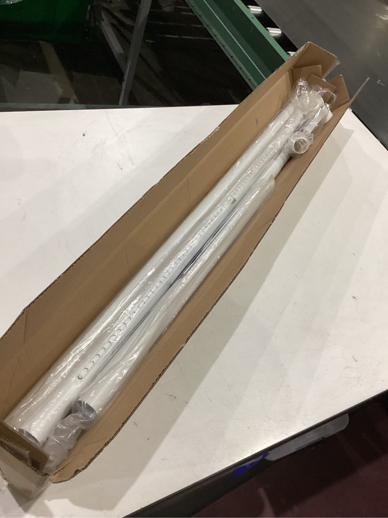 Condition photo showing As Is for white tension curtain rods 41-146 in extra long outdoor patio curtain rods no drilling adjustable heavy duty tension rods for windows bathroom living room curtains, rod diameter 1.26in