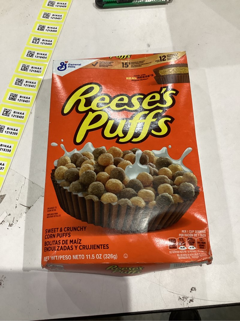 Condition photo showing New/Like New for REESE'S PUFFS Breakfast Cereal, Chocolatey Peanut Butter Cereal, 11.5 oz 11.5 Ounce (Pack of 1)