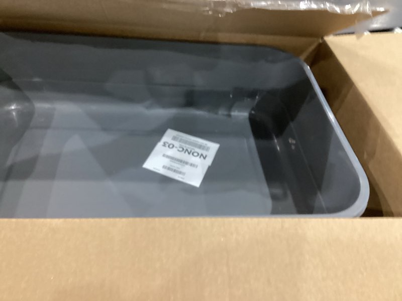 Condition photo showing Good Condition for extra large cat litter box with high sides,cats boxes for indoor cats,cat litter pan for kitty,litter box with low entry,easy to clean,anti-splashing,23.6" x15.7" x5.9" (grey)