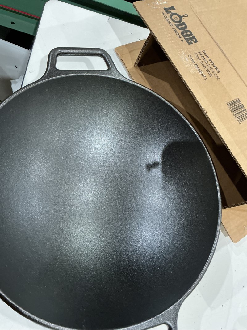 Condition photo showing Good Condition for lodge bold 14 inch seasoned cast iron wok; design-forward cookware