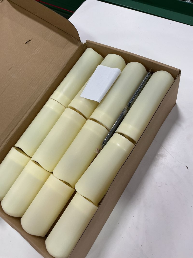 Condition photo showing New/Like New for Set of 24 Waterproof Outdoor Flameless Candles, LED Candles with 4 Remote and Timer,(H 4" 5" 6" x D 2.2"),for Christmas,Halloween,Wedding,Festival 24Pack-Iovry