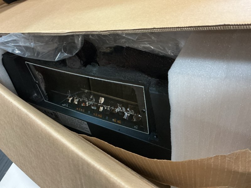 Condition photo showing Good Condition for TURBRO Eternal Flame 26 in. WiFi Infrared Quartz Electric Fireplace Log Heater with Sound Crackling, Realistic Lemonwood Logs, Adjustable Flame Colors, Remote Control, Thermostat, Timer, 1500W Black 26" Lemonwood,Black,WiFi Black