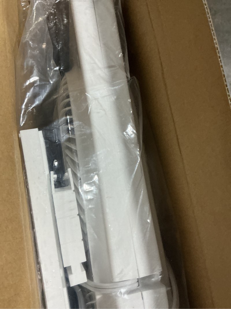 Condition photo showing As Is for mainstays 9'' 3-speed, reversable twin window fan, white