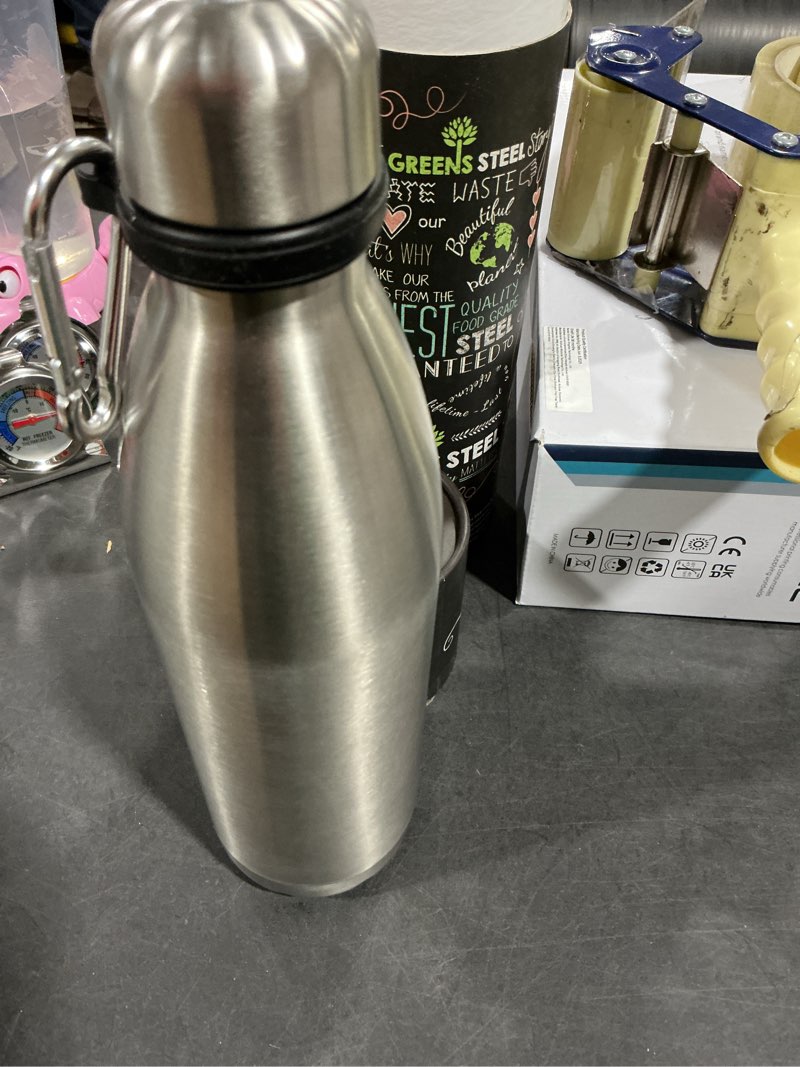 Condition photo showing New/Like New for Greens Steel Stainless Steel Water Bottle - 25 oz, Steel | Vacuum Insulated Double Wall with Screw Lid/Leak Proof | Thermal Travel Sports Canteen Coffee Flask Steel 25 Ounces