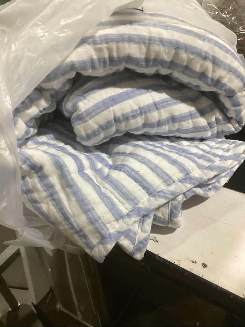 Condition photo showing Good Condition for levtex home - martha stripe - throw - stripe - blue white - quilted throw (50x60in.) - cotton throw 50x60 blue