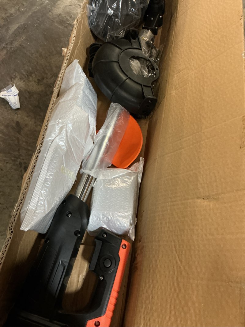 Condition photo showing As Is for (incomplete)electric lawn mower 1800w u shaped handle small portable battery powered rotary lawn mower with metal blades lightweight and powerful garden telescopic pruning tools 9000ma 1 battery