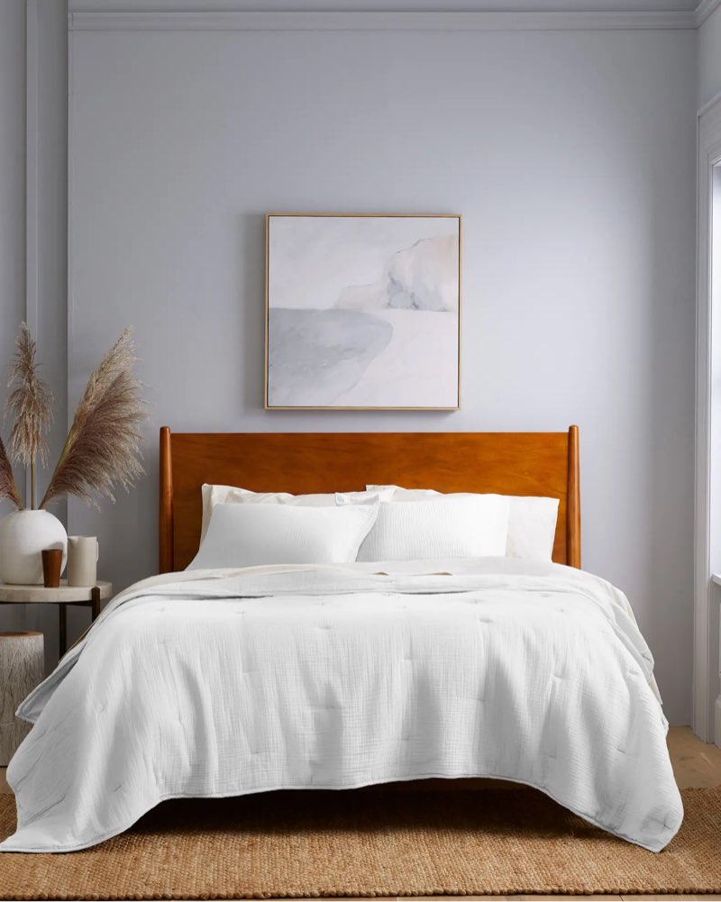 organic cotton gauze dream quilt color: white size: king/cal king