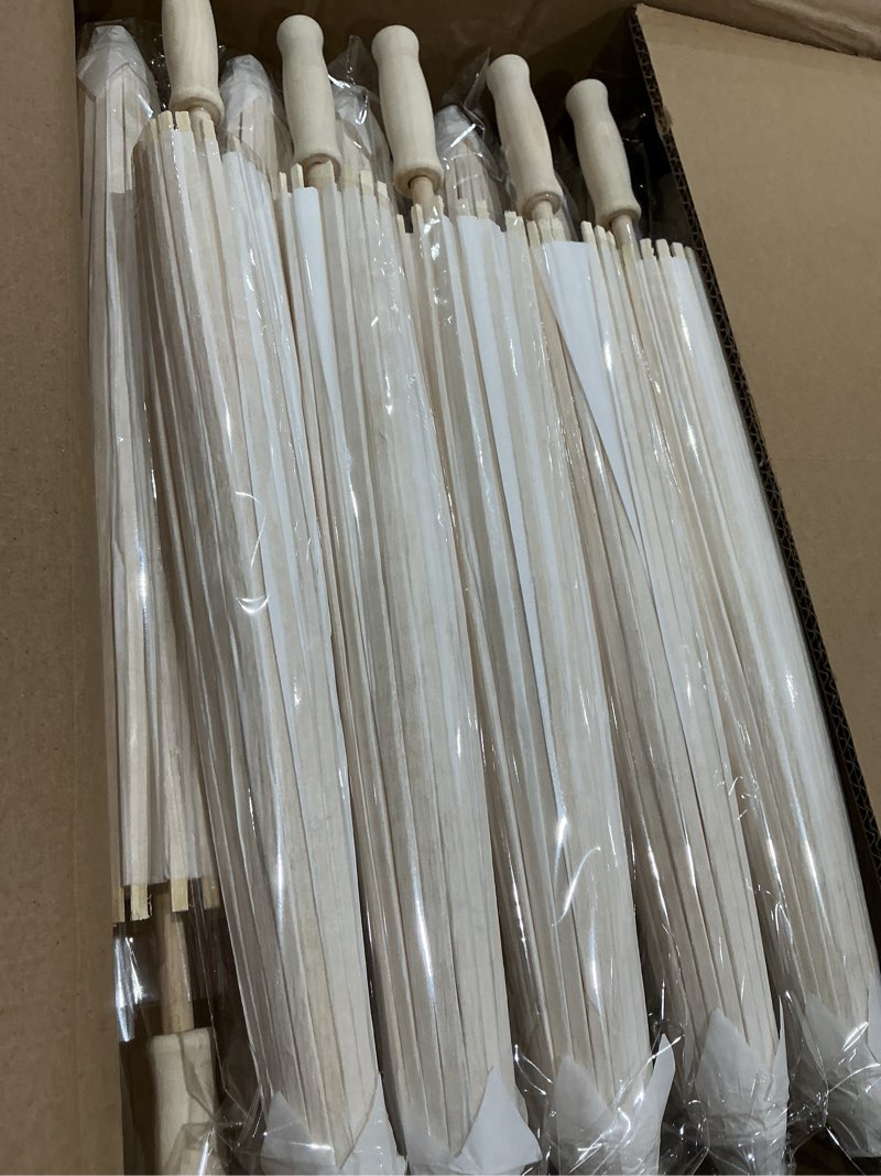 Condition photo showing Good Condition for 40 pack white 23.6 inch paper parasols for wedding decor - chinese japanese oiled paper umbrellas for diy painting, bridal shower, party decor & photography props 40pack