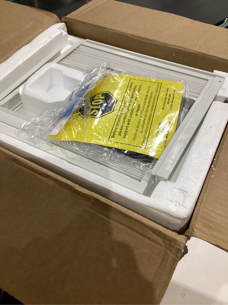 Condition photo showing As Is for 6000 btu window air conditioner, cools up to 375 sq. ft., wifi enabled energy saving window ac, remote & app control & timer function & easy install kit, perfect for small bedroom, living room 6000 british thermal units w/ wifi