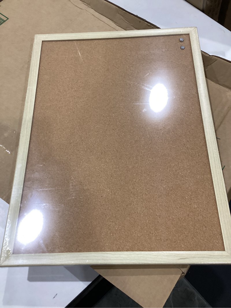 Condition photo showing Good Condition for u brands cork bulletin board, 18" x 24" inches, light birch wood frame (265u00-01) cork board