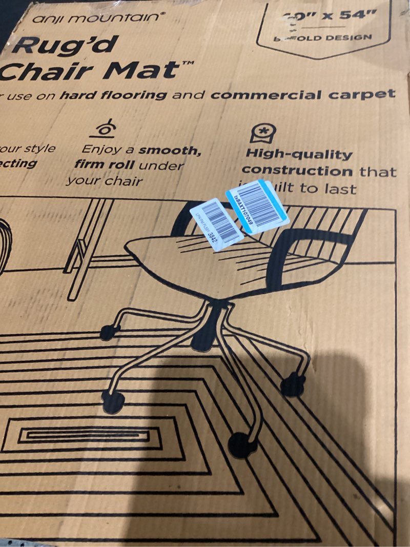 Condition photo showing As Is for Anji Mountain Rug’d Office Chair Mat for Carpet & Hardwood Floor – Jacquard Woven Top, Anti-Slip Bac