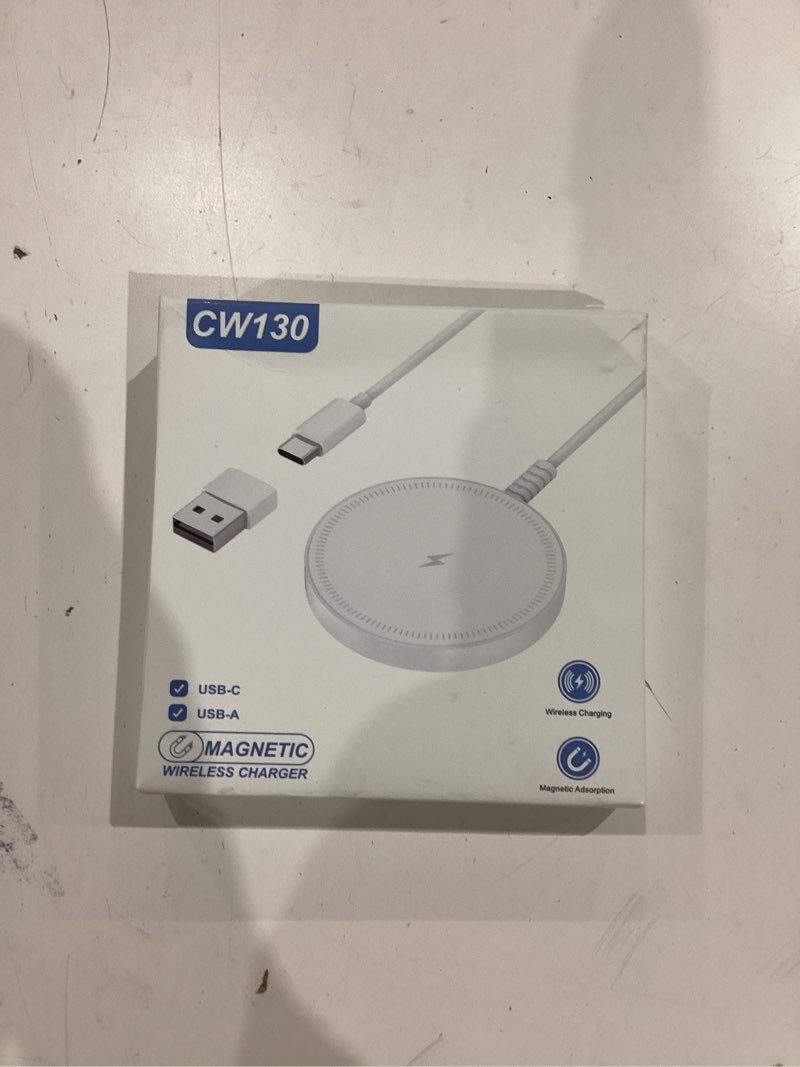 Condition photo showing Good Condition for magsafe charger magnetic wireless iphone charge compatible with iphone 17 pro max air 16 15 14 pro max plus 13 12 pro max & airpods 4 3 2 pro - charging pad dock for travel home office white