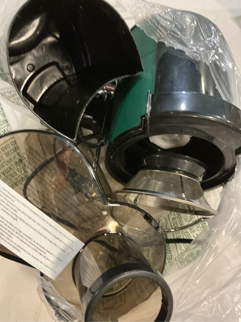 Condition photo showing As Is for juicer machine, housnat centrifugal juicer,extractor max power 800w juice, 65mm chute for whole fruit and vegetables, juice extractor with 3 speeds quick juicing, easy to clean, bpa free, green dark green