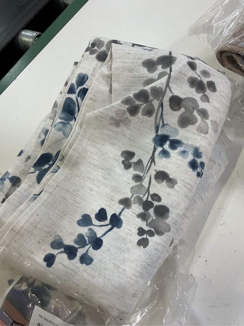 Condition photo showing Good Condition for bgment linen curtains for living room 84 inch length 2 panels set floral leaf patterns, light filtering privacy window curtains for bedroom boho farmhouse vintage, each 52 inch wide, navy 52"w x 84"l (pack of 2) navy & grey