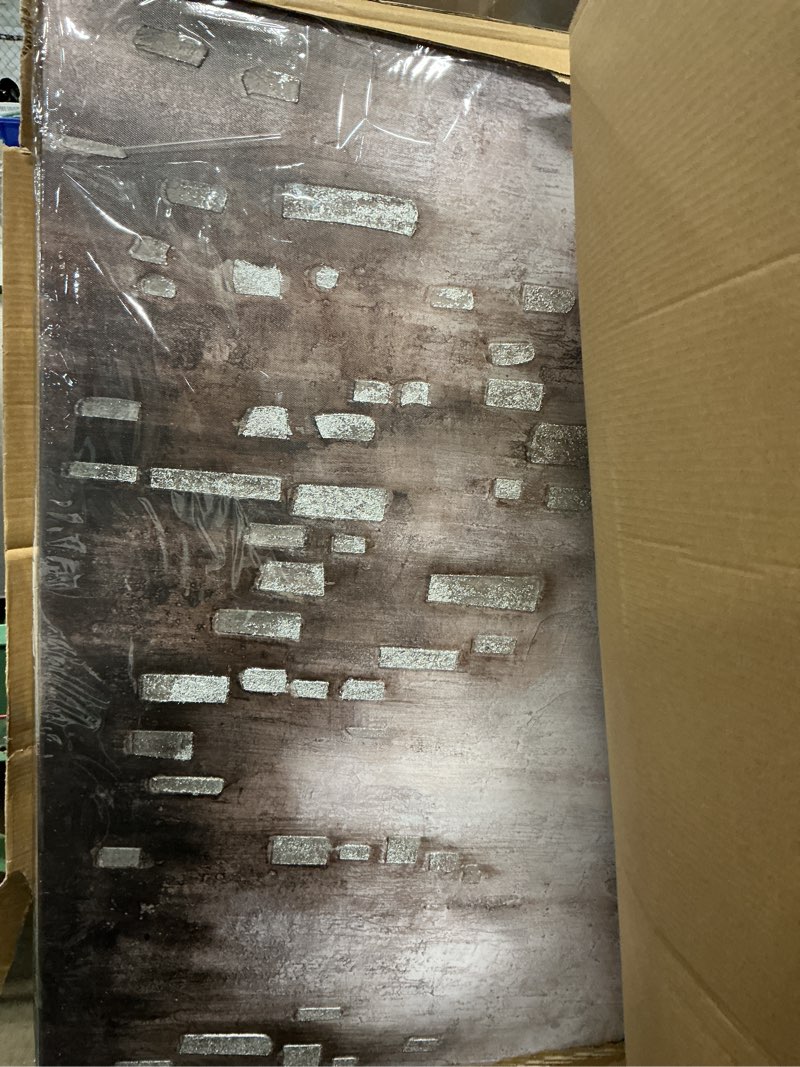 Condition photo showing Good Condition for hue7art large contemporary abstract wall art with weathered texture, urban-inspired neutral canvas for minimalist home decor 29x58 inch 29x58 black and brown