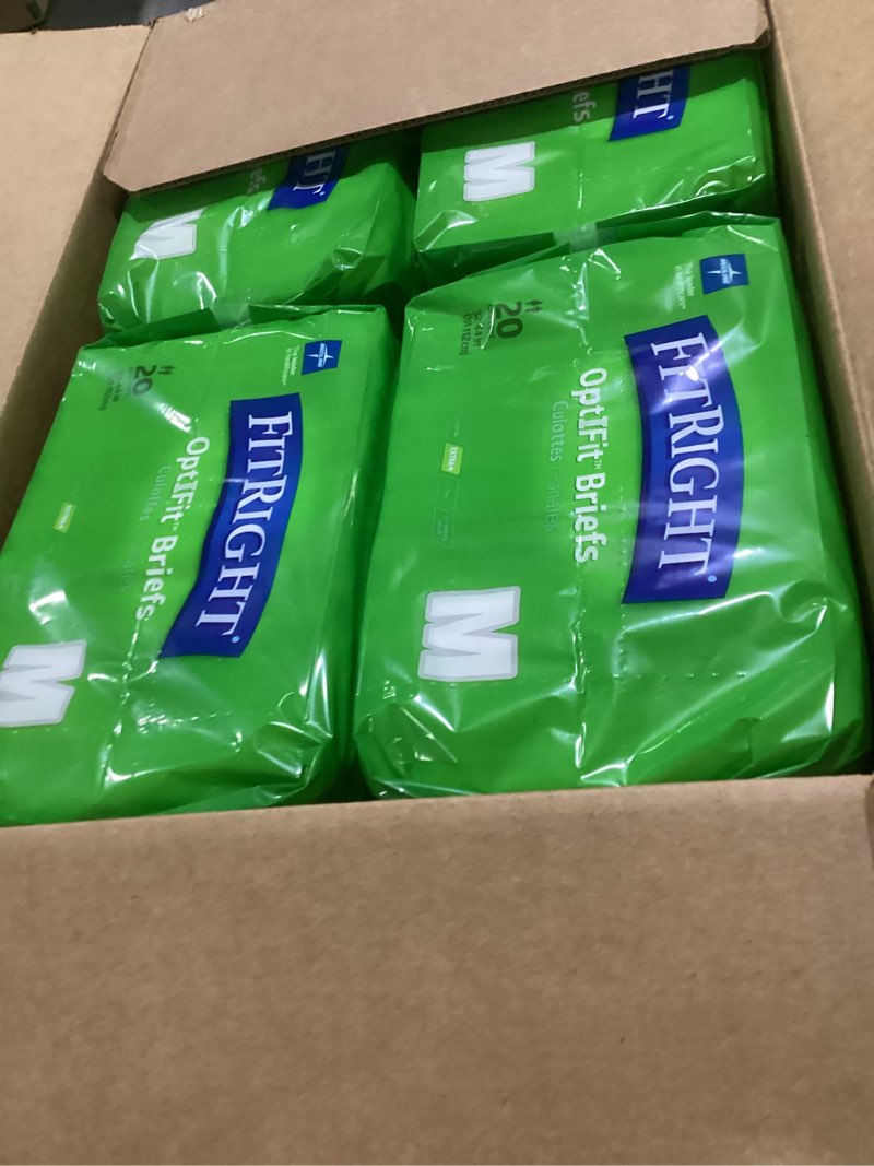 Condition photo showing New/Like New for FitRight Adult Diapers, Extra+ Heavy Absorbency, M (Waist Size 32in-44in), 80 Count, OptiFit Incontinence Briefs for Men and Women, Disposable, Moisture-Wicking, Leak Protection, 80 Count Medium