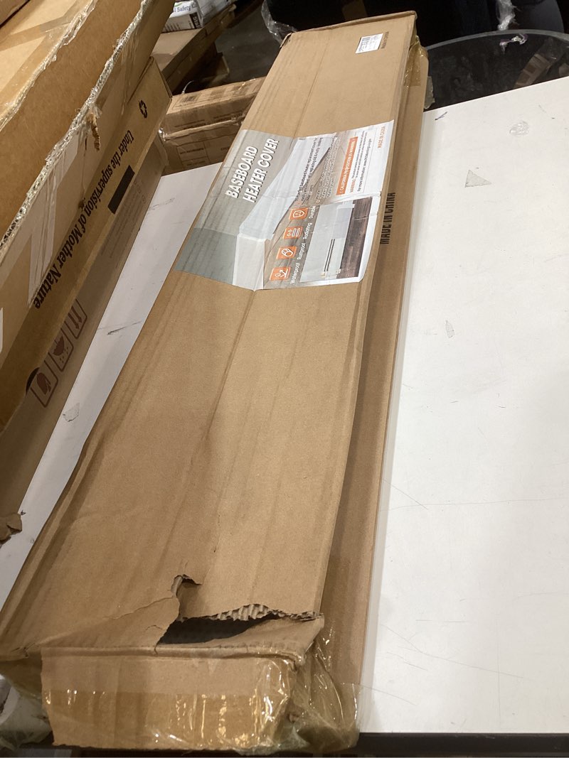 Condition photo showing Good Condition for 6ft steel easy slip-on baseboard heater cover, no end caps, for bathroom & hydronic system for extending cover, white cover 6ft ?no end caps?