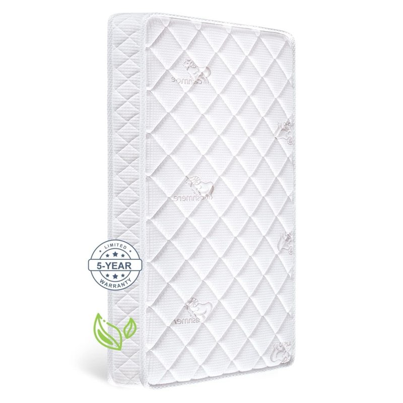 letmxiu premium crib and toddler mattress, 100% knit fabric, high-quality fleece surface, hypoallergenic, soft and firm 5-inch thick crib mattress, non-toxic, fits standard cribs and toddler beds
