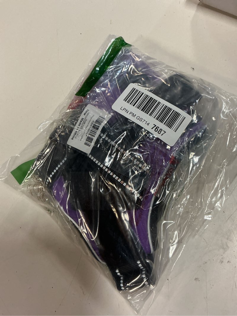 Condition photo showing New/Like New for rabbitgoo dog harness medium sized, no pull no choke pet vest, easy wearing with one buckle, reflective, adjustable pet harness with molle for walking, training, purple, m medium purple
