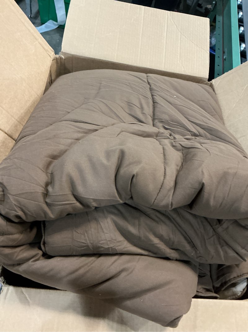 Condition photo showing As Is for (Similar)Paxrac Earthy Brown Comforter Queen Size, Neutral 3 Pieces Comforter Set, Lightweight Solid Bedding Set, All Seasons Soft Fluffy Queen Comforter Set (90x90In Comforter & 2 Pillowcases) Brown Queen (90''x90'')