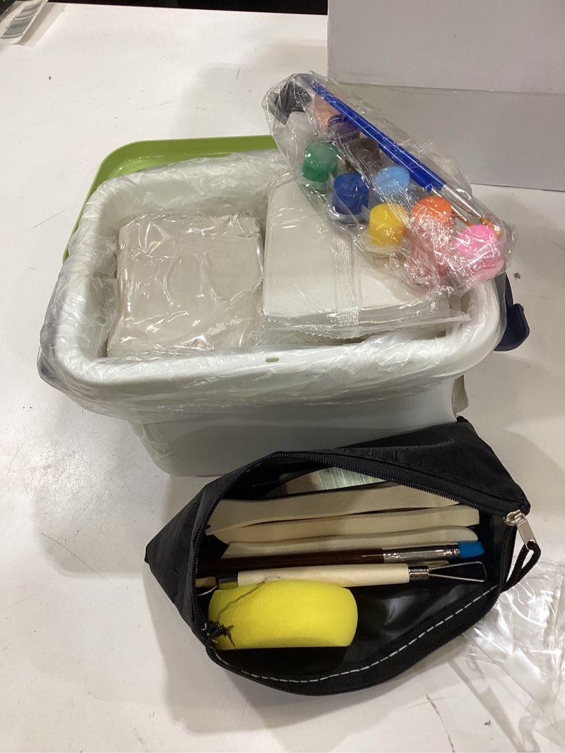 Condition photo showing Good Condition for 10 lb white natural air-dry clay + 30 pcs pottery tools + storage box,ideal for wheel throwing,hand building,sculpting;great for all skill levels;whiteware clay for pottery (white 10lb)