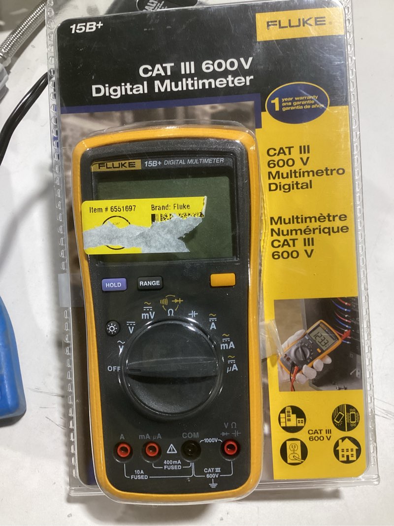 Condition photo showing Good Condition for Fluke 15B+ Digital Multimeter, for Electrical Applications, Measures AC/DC Voltage and Current Measurements up to 1000V and 10A, Along with Resistance, Continuity, Diode, and Capacitance Capabilities