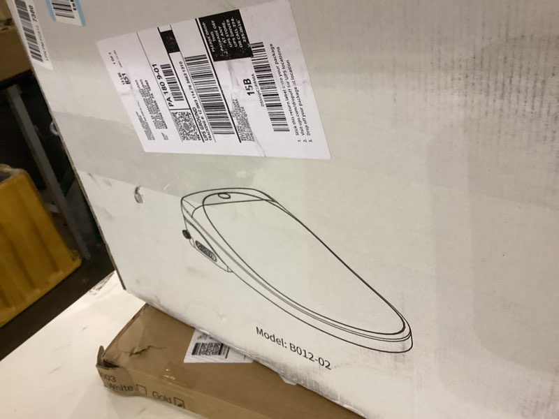 Condition photo showing New/Like New for leivi electric bidet toilet seat with wireless remote and side panel, multiple spray modes, adjustable heated seat, warm water and air dryer, auto led nightlight, round white round
