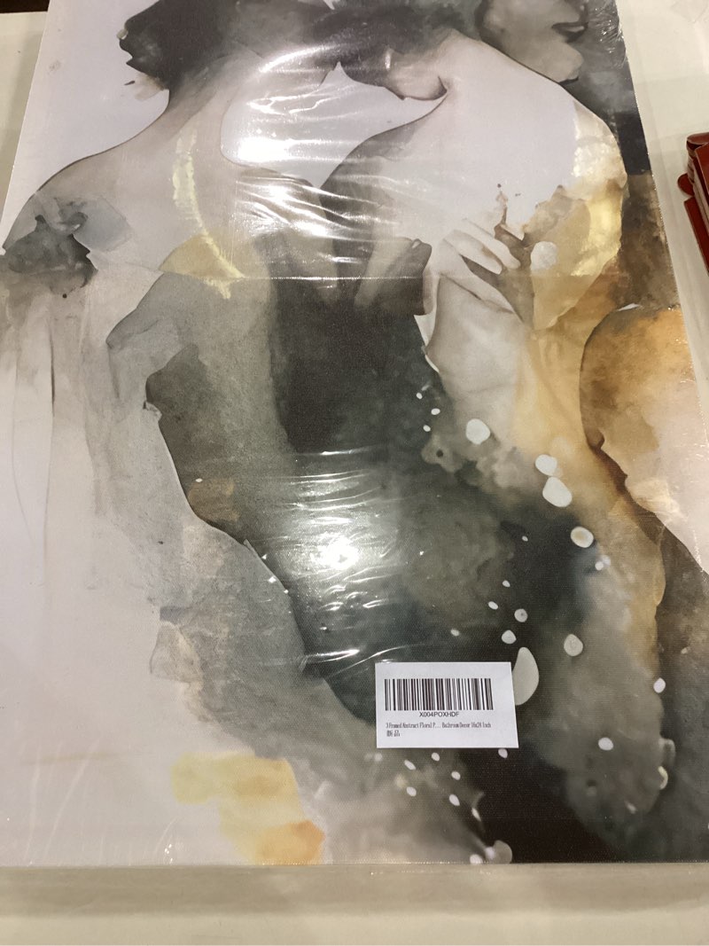 3 Franed Abstract Floral Bathroon Decor 16x24 Inch